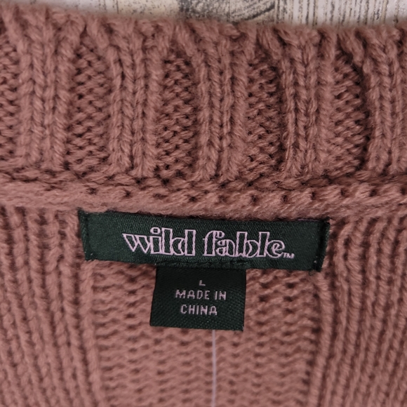 Wild Fable Open Front Cable Knit Mauve LS Cardigan - Picture 7 of 7
